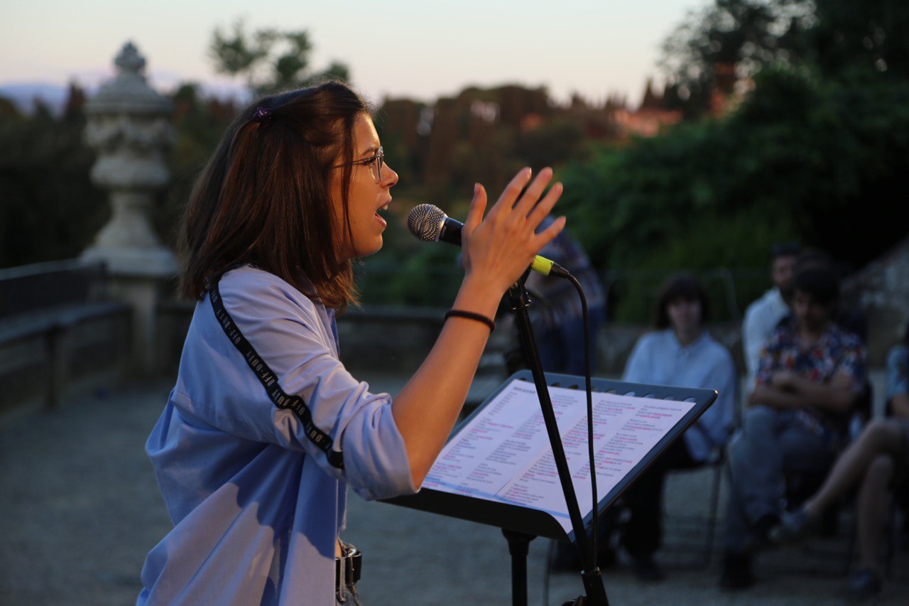 Arianna at a PoetrySTEM night